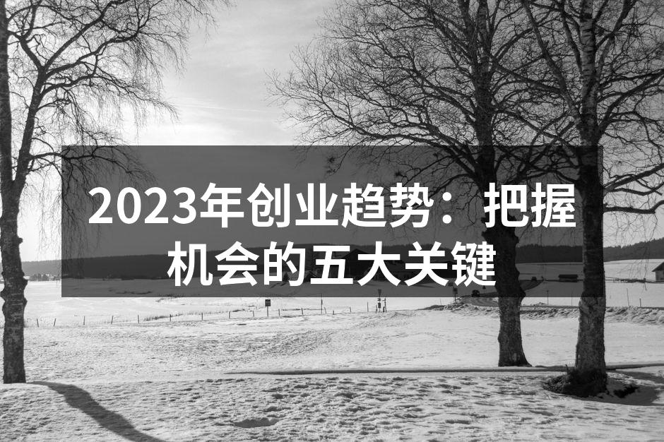 2023年创业趋势：把握机会的五大关键