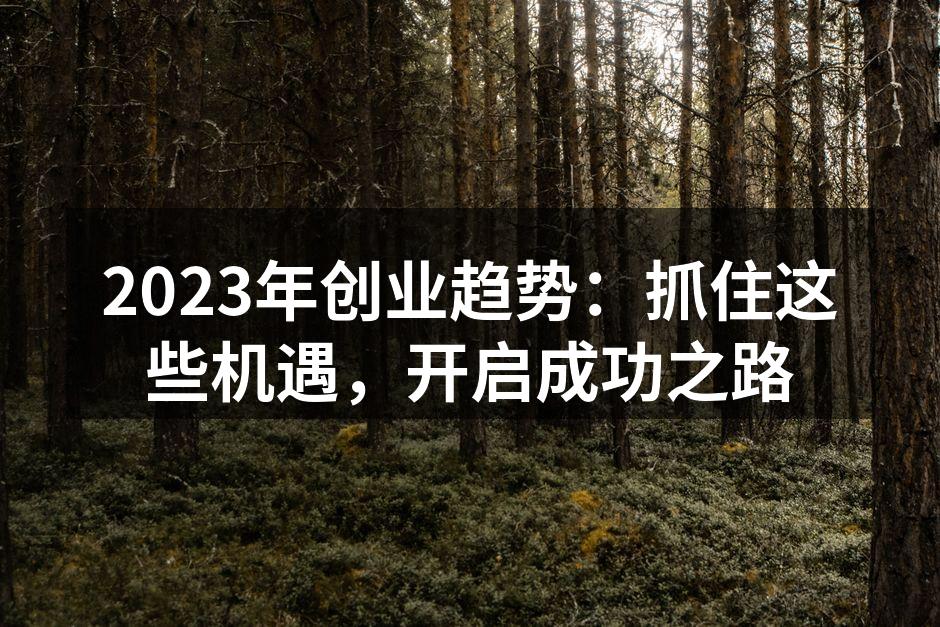 2023年创业趋势：抓住这些机遇，开启成功之路